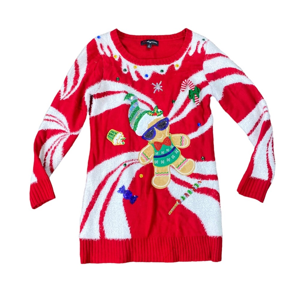Woman’s 33 Degrees long  “ugly” Christmas sweater size S